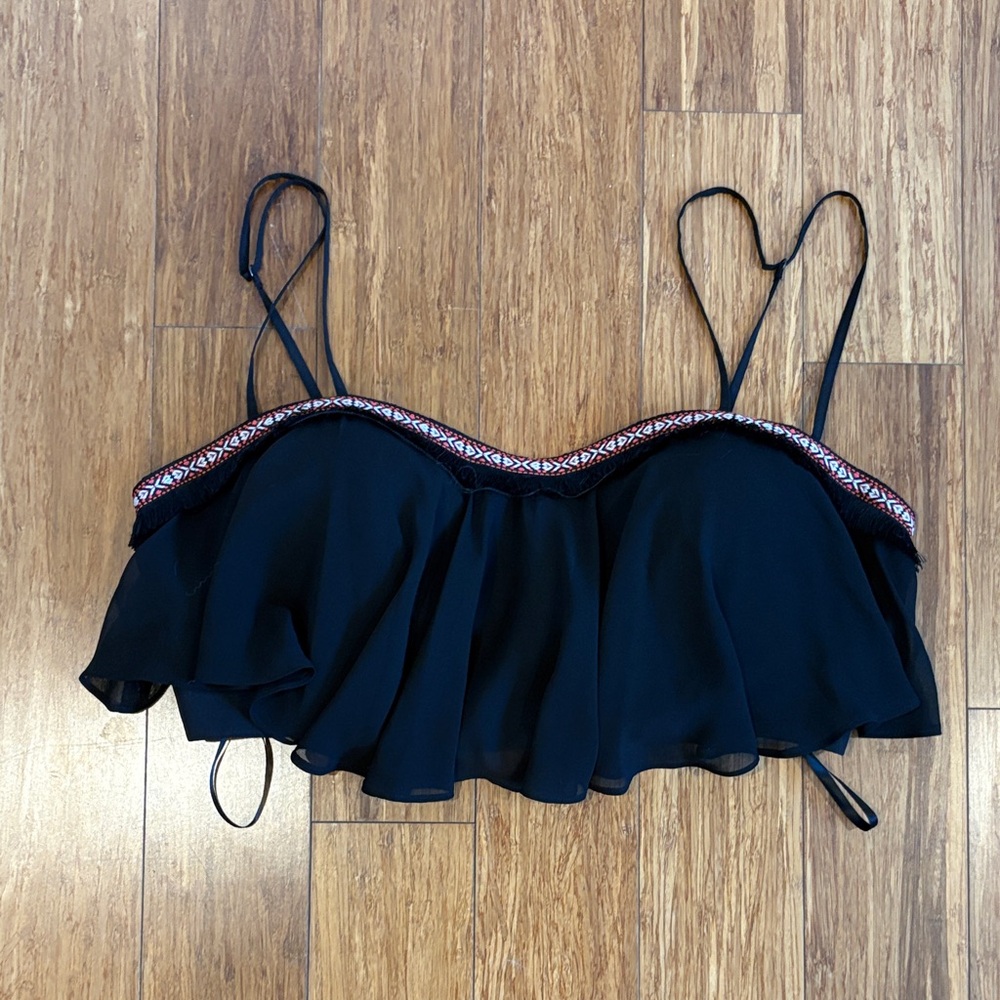 bebe Black Camisole with Red Accents